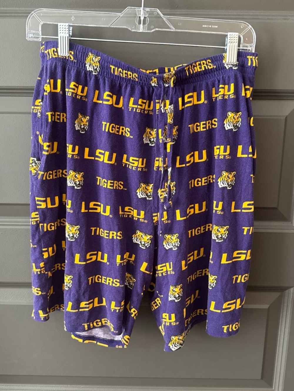 Sideline Apparel LSU Tigers All-Over Print Lounge Shorts Purple Gold Medium